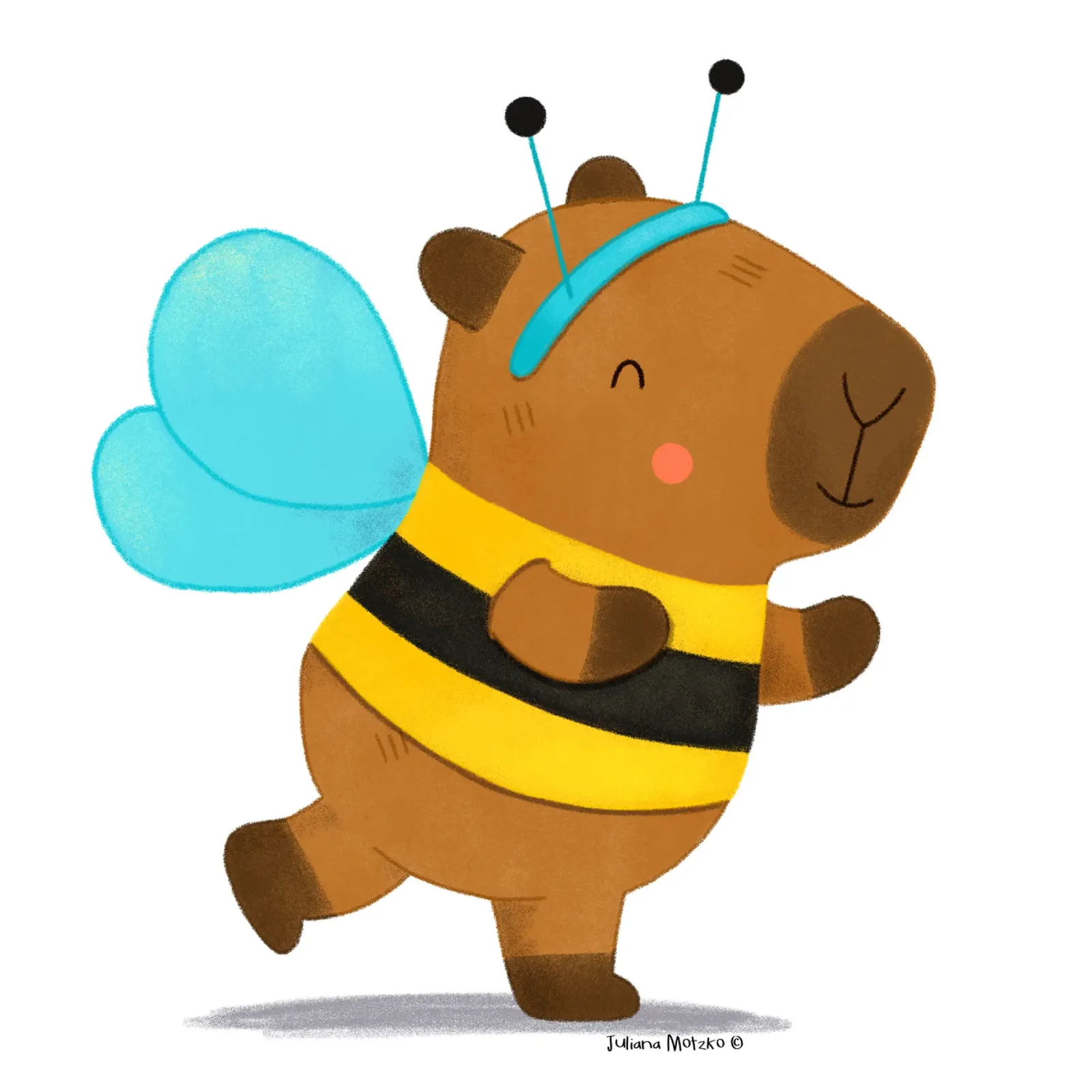 Capybara wearing a Bee Costume pellicola backlit da julianamotzko