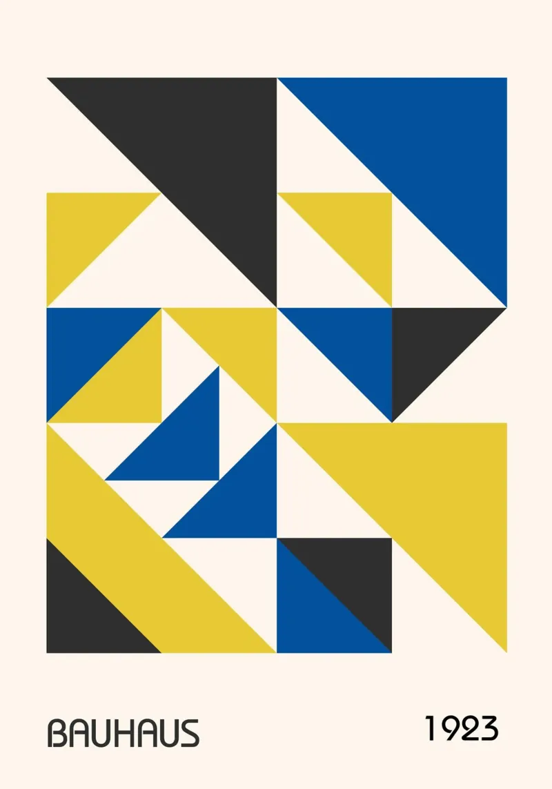 Bauhaus 1923 Géométrique Triangle Abstrait Bleu Jaune hahnemühle de Grungeo