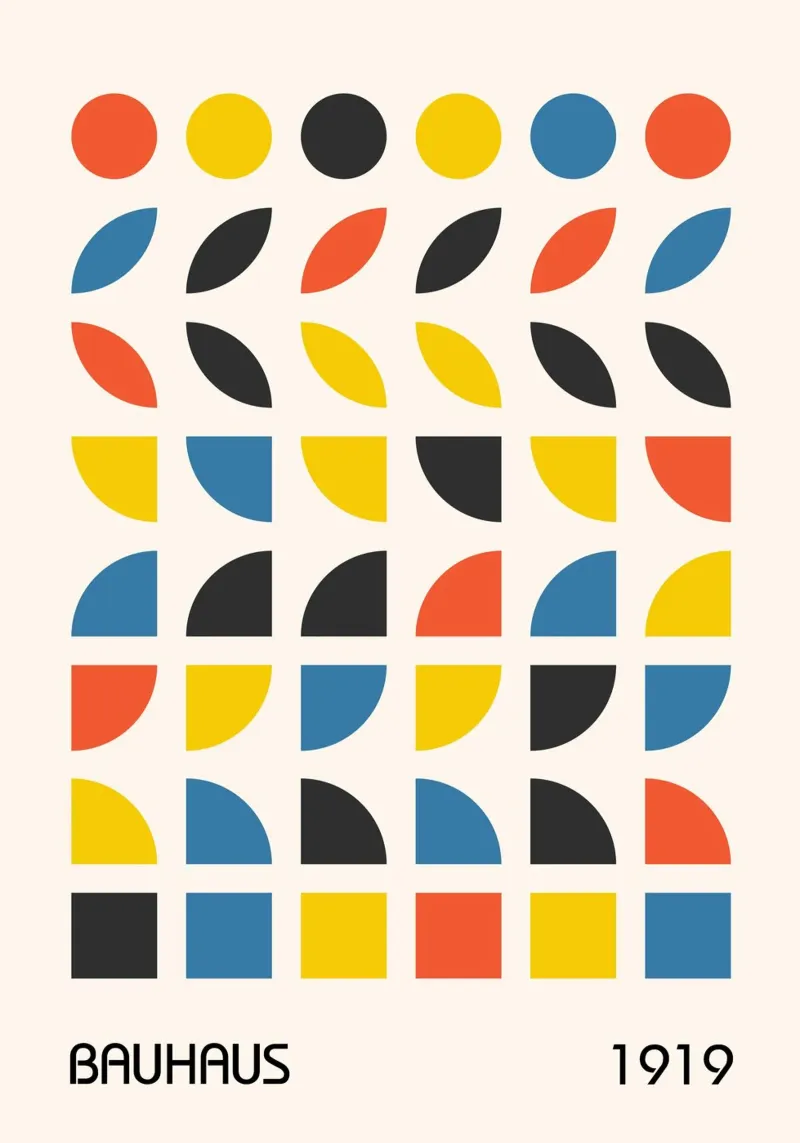 Bauhaus 1919 Geometric Grid Primary Colors Art Print hahnemühle de Grungeo