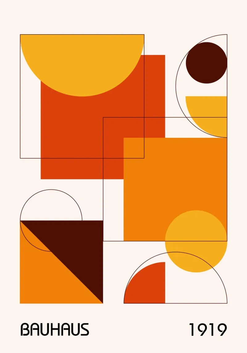 Bauhaus 1919 Geometrico Astratto Arancione Marrone Quadrati carta hahnemühle da Grungeo