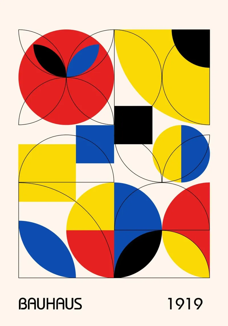 Bauhaus 1919 Primary Color Abstract Geometric Outlines canvas by Grungeo
