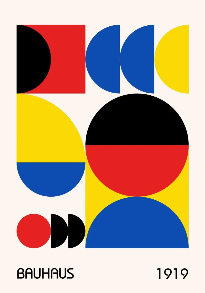 Bauhaus 1919 Primary Color Geometric Abstract Art canvas by Grungeo