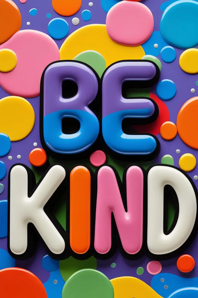 Testo BE KIND con forme colorate carta hahnemühle da DesignDoodle