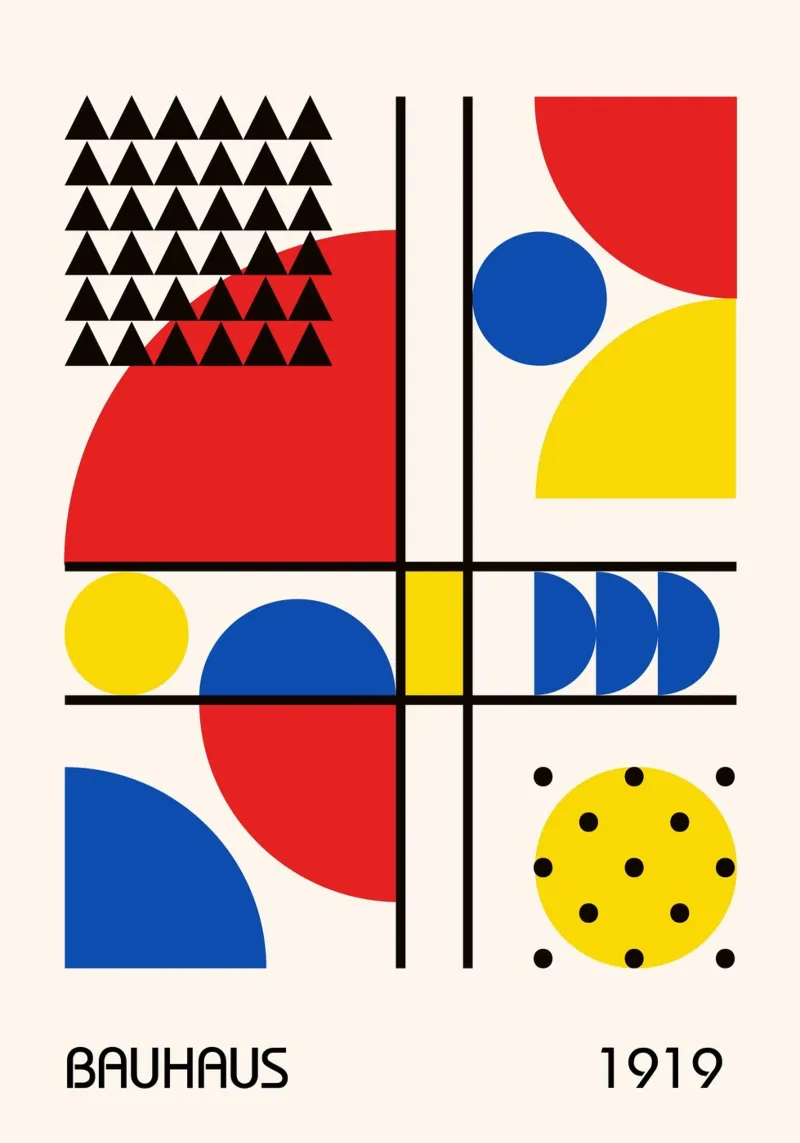 Bauhaus 1919 Colore primario Composizione geometrica astratta carta hahnemühle da Grungeo