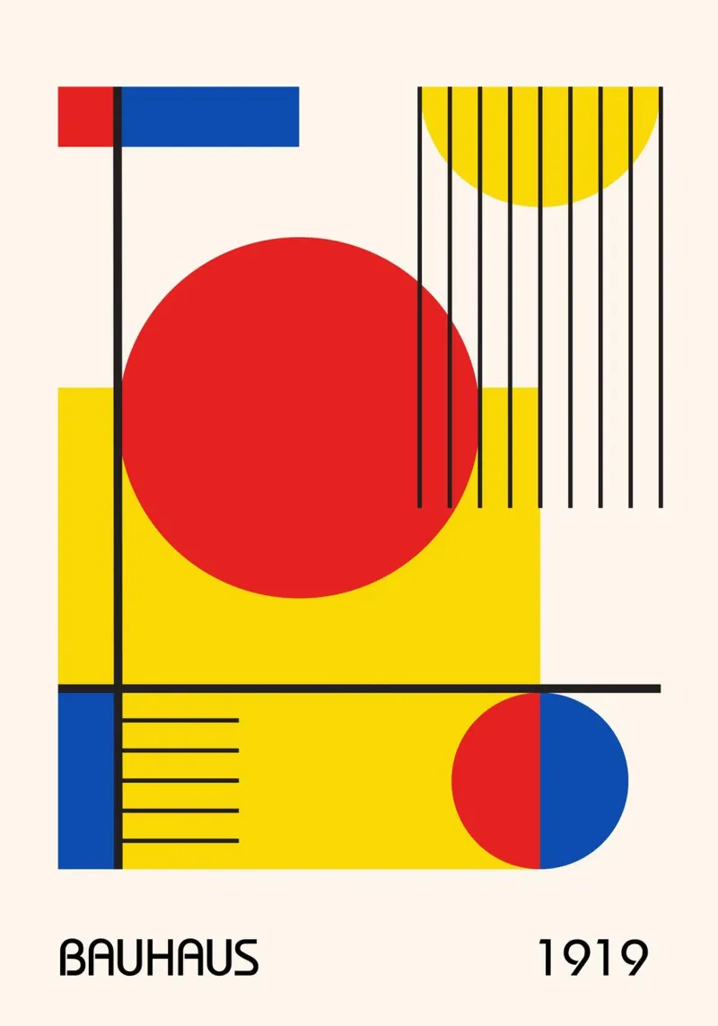 Bauhaus 1919 Colore primario Composizione geometrica astratta carta hahnemühle da Grungeo