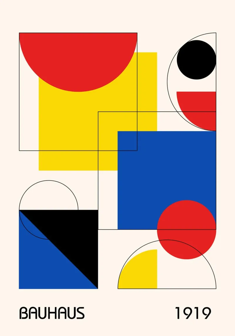 Bauhaus 1919 Primary Color Abstract Geometric Overlap hahnemühle by Grungeo