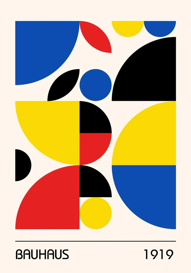 Bauhaus 1919 Círculos geométricos abstractos de colores primarios hahnemühle de Grungeo