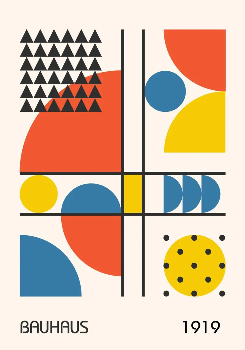 Bauhaus 1919 Colore primario Composizione geometrica astratta carta hahnemühle da Grungeo