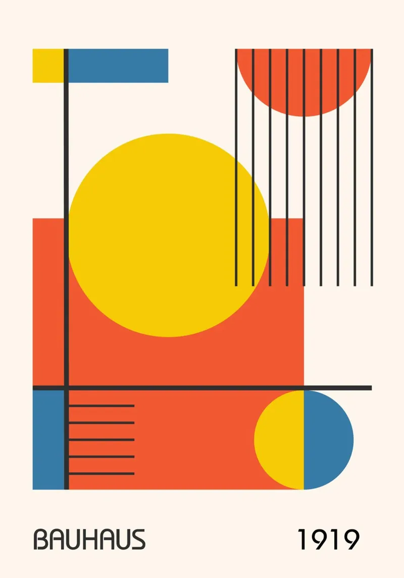 Bauhaus 1919 Colore primario Composizione geometrica astratta carta hahnemühle da Grungeo