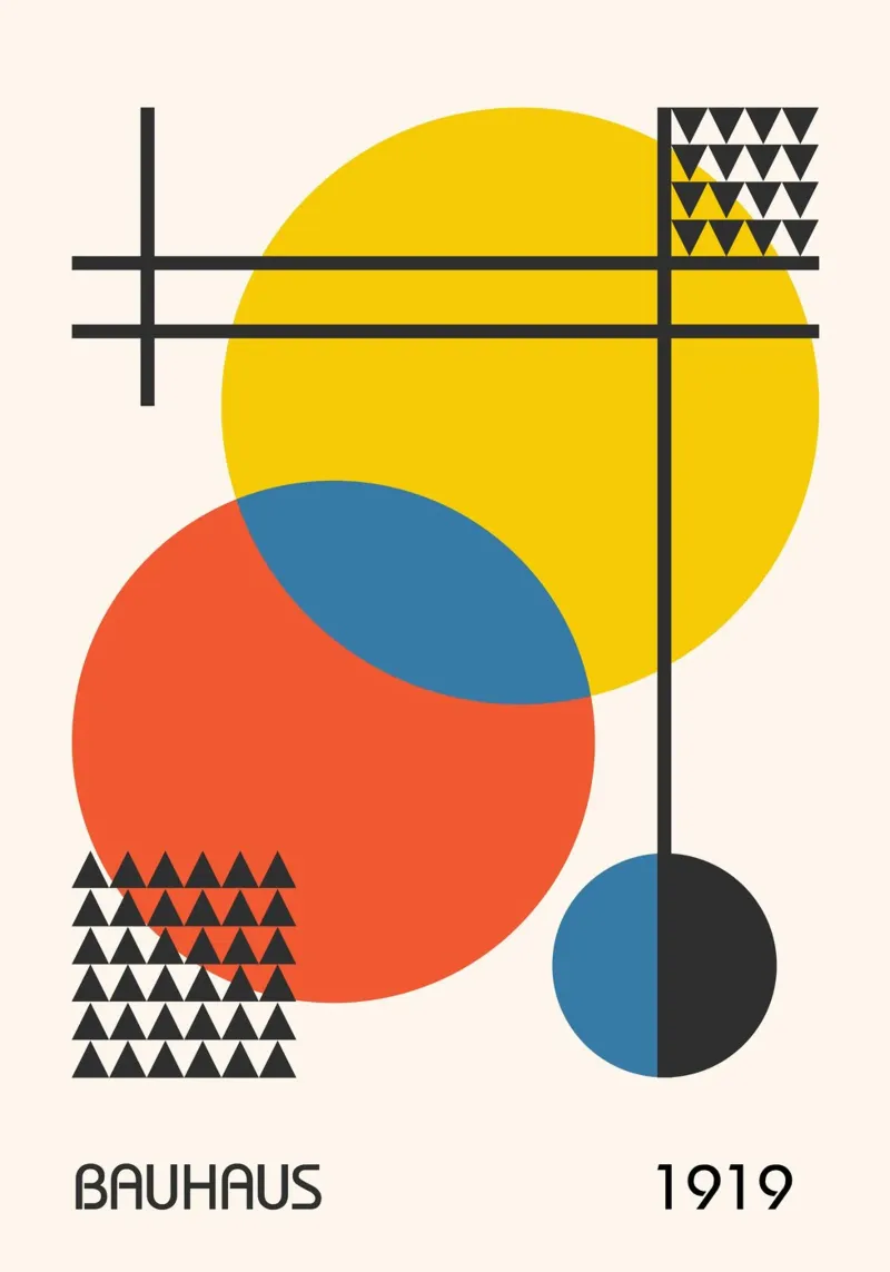 Bauhaus 1919 Primary Color Circles & Triangles Abstract hahnemühle by Grungeo