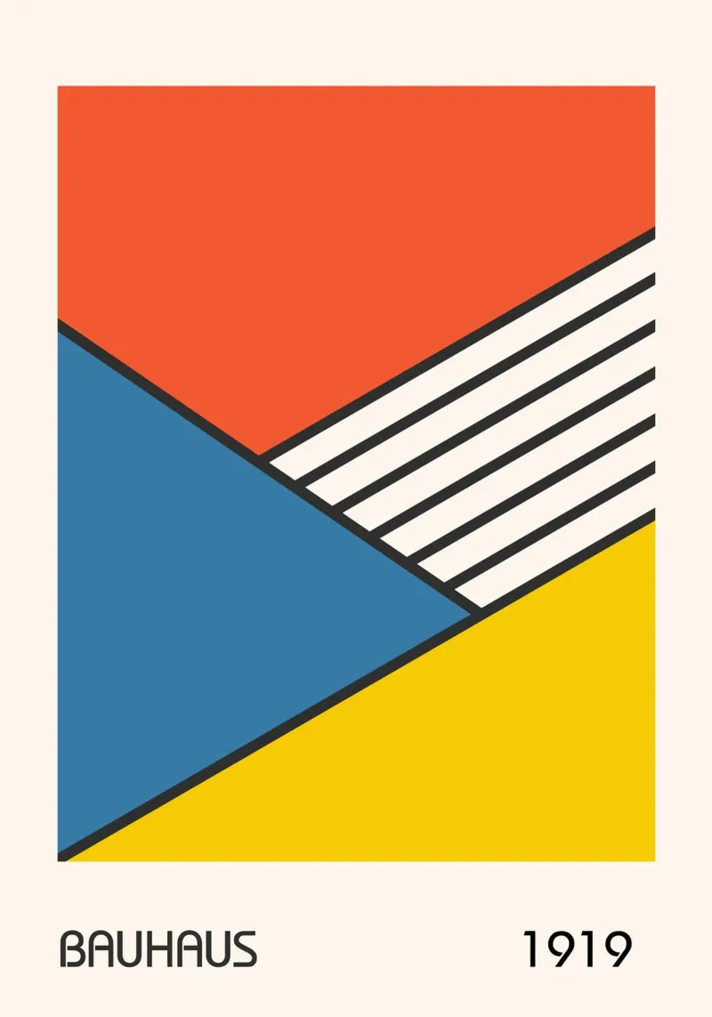 Bauhaus 1919 Primary Color Abstract Geometric Diagonal canvas by Grungeo