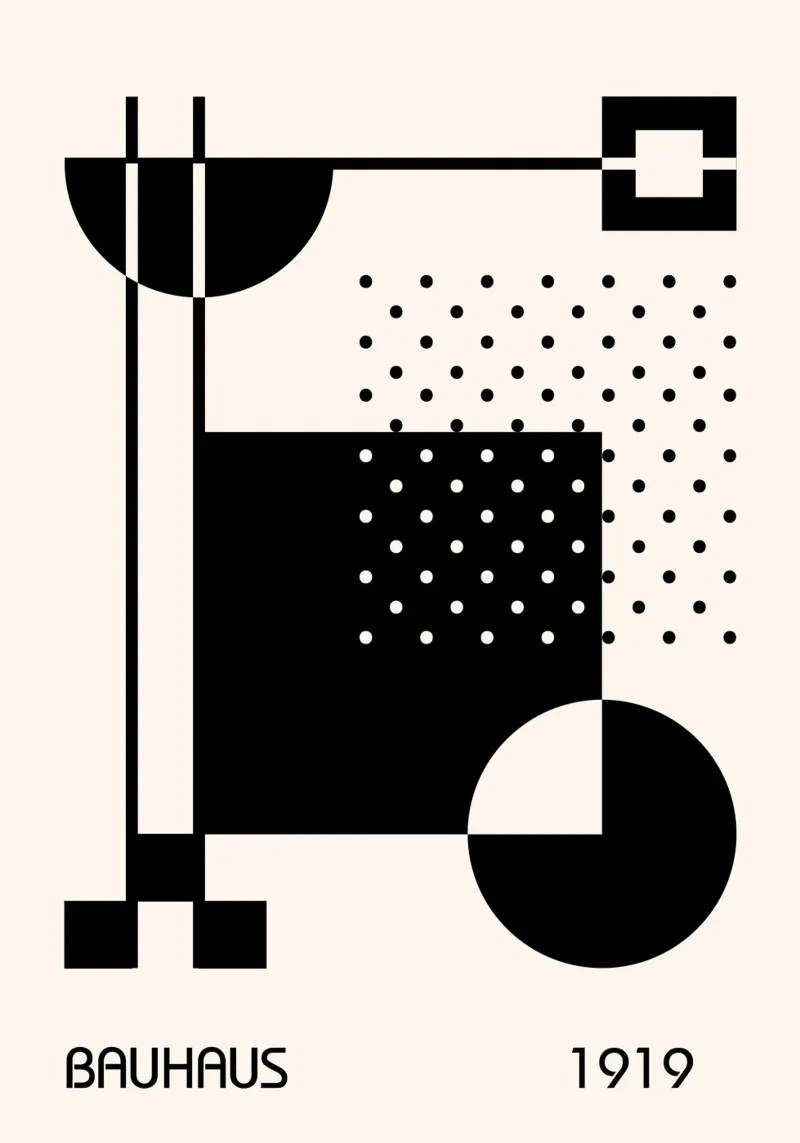 Bauhaus 1919 Puntini geometrici astratti in bianco e nero carta hahnemühle da Grungeo