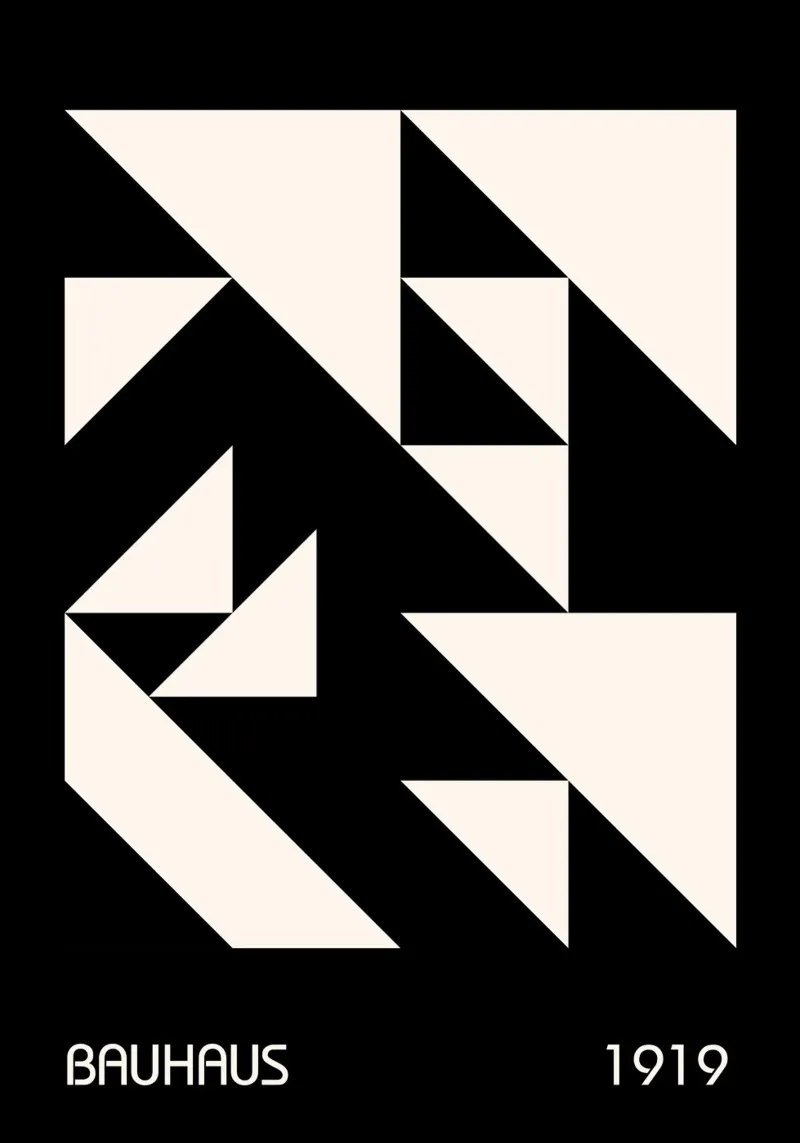 Bauhaus 1919 Triangoli geometrici in bianco e nero astratti plexiglass da Grungeo