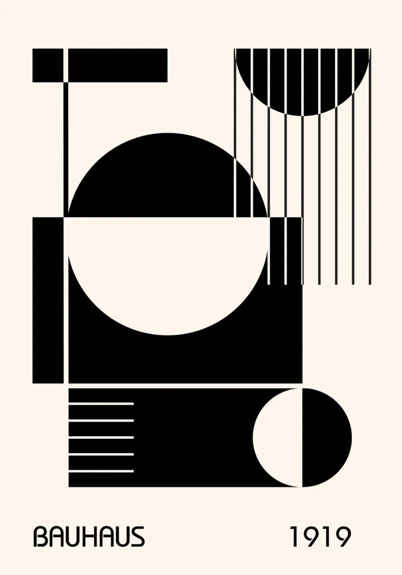 Bauhaus 1919 Forme geometriche astratte in bianco e nero carta hahnemühle da Grungeo