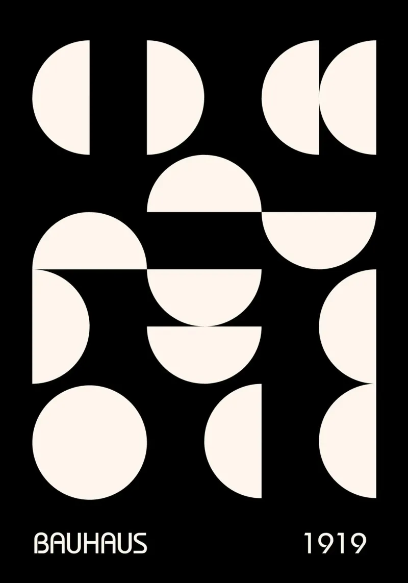 Bauhaus 1919 Halbkreis Abstraktes Raster Schwarz & Weiß Hahnemühle von Grungeo