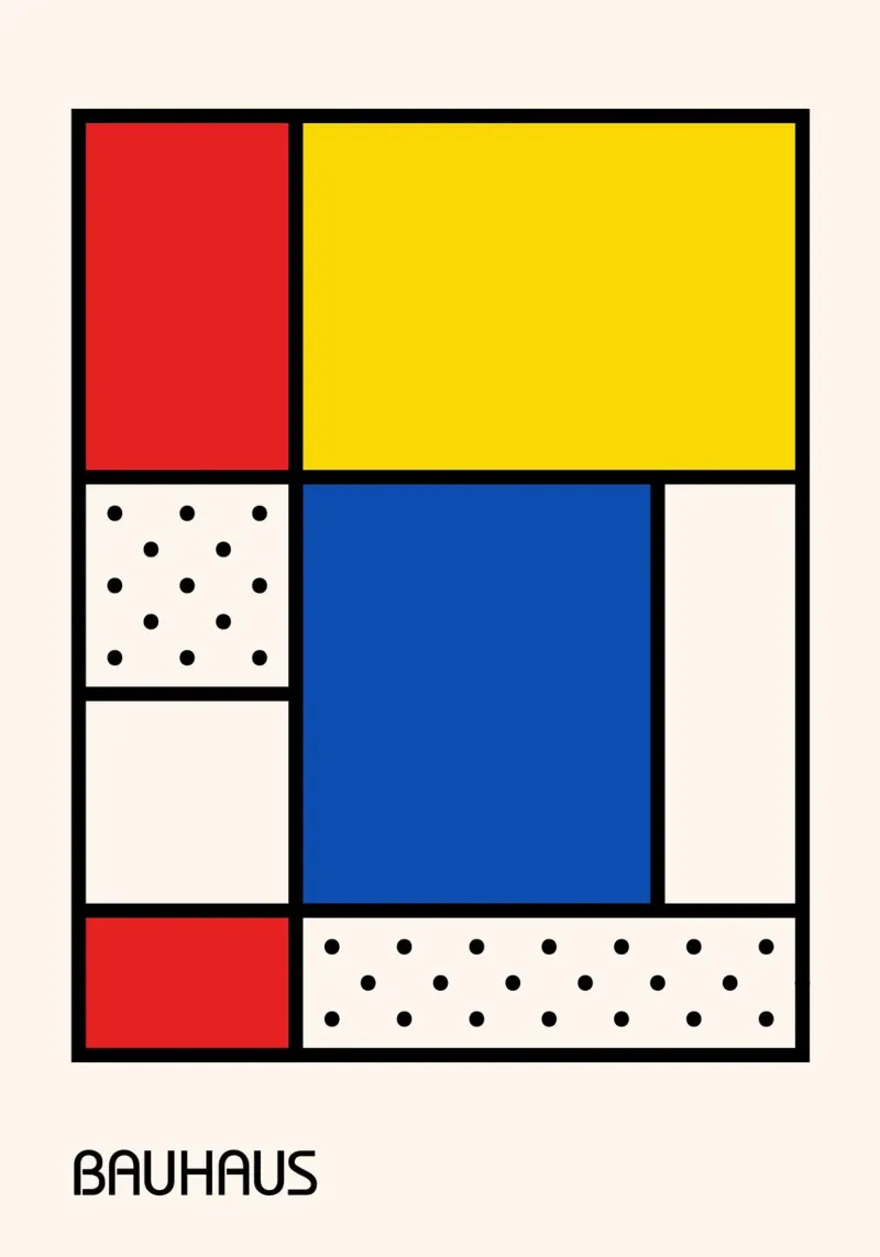 Mondrian Bauhaus Primary Color Grid Abstract Poster hahnemühle by Grungeo