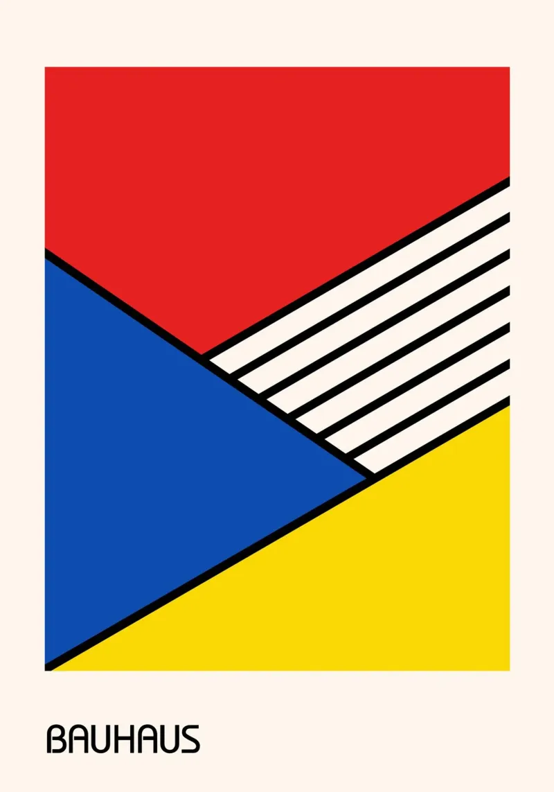 Bauhaus Primary Color Diagonal Abstract | Red Blue Yellow canvas by Grungeo