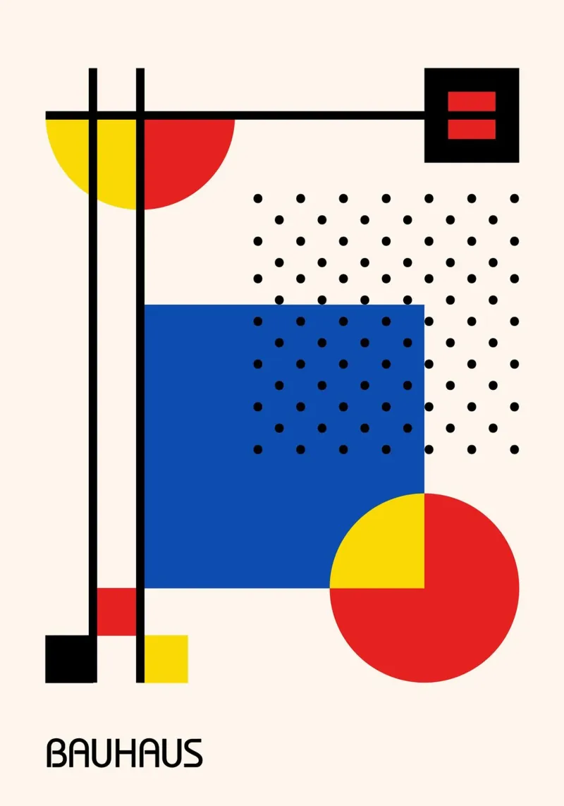 Bauhaus Abstract Geometric Art Print - Primary Colors canvas by Grungeo
