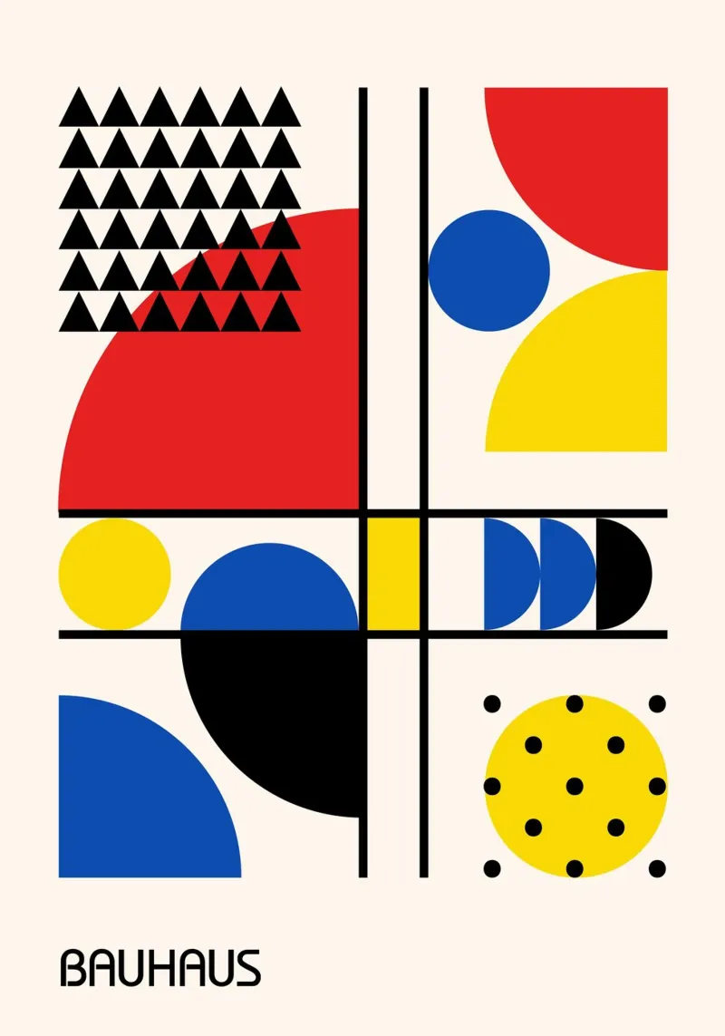 Bauhaus Abstract Geometrical Shapes - Primary Colors Pattern canvas by Grungeo