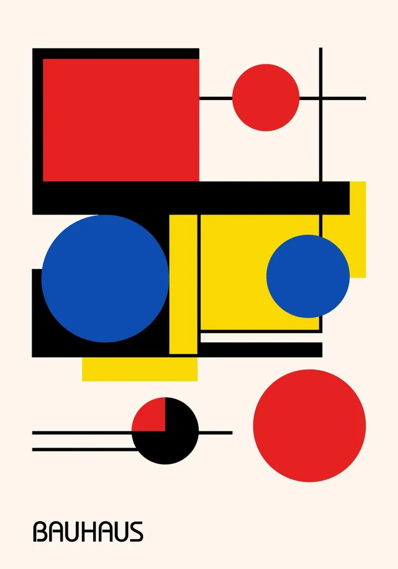 Bauhaus Abstract Circles & Squares - Modernist Geometry hahnemühle by Grungeo