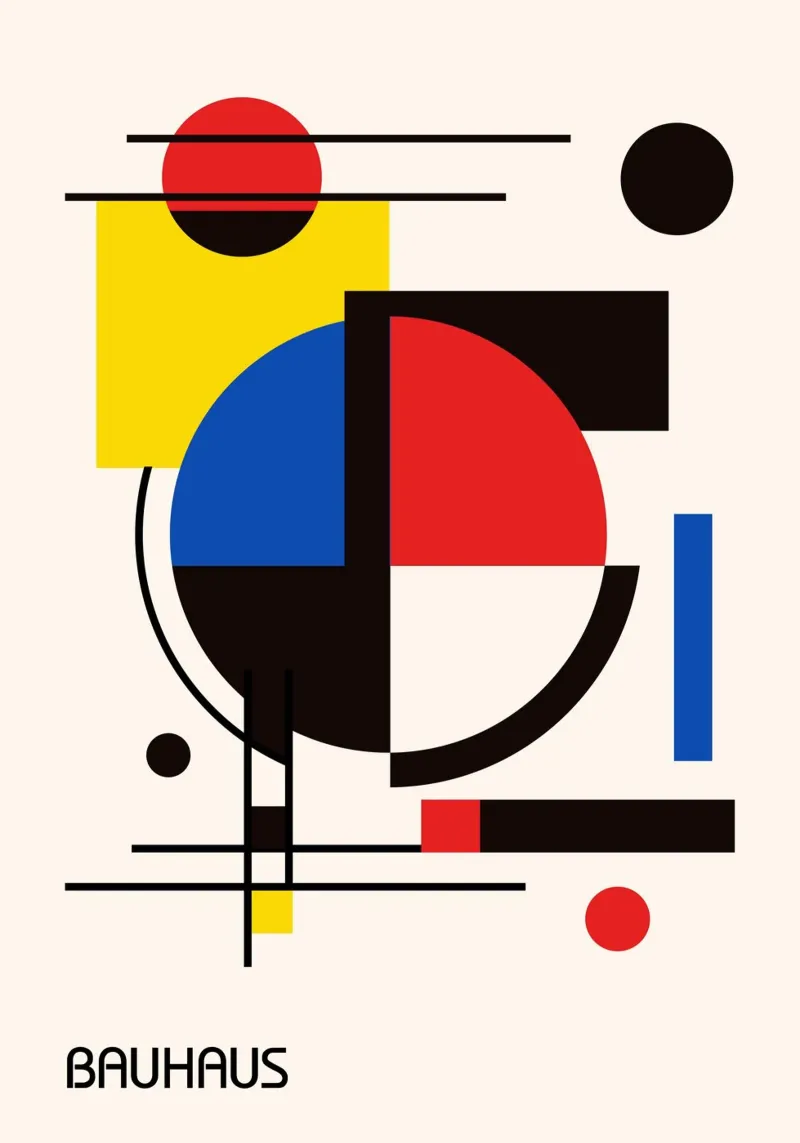 Bauhaus Dynamische Abstracte Geometrische Compositie - Primary Col acryl van Grungeo