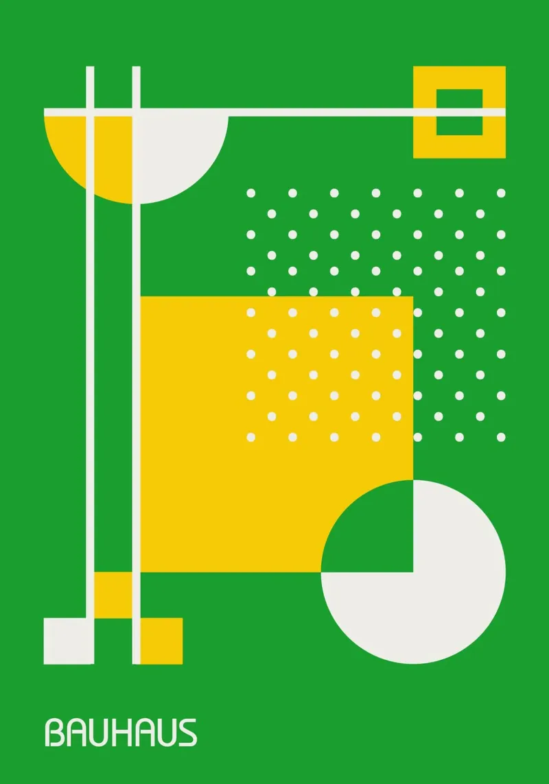 Géométrie abstraite Bauhaus - Pop Art vert et jaune hahnemühle de Grungeo