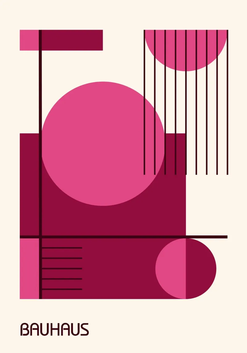 Bauhaus Linee geometriche astratte rosa e marrone tela da Grungeo