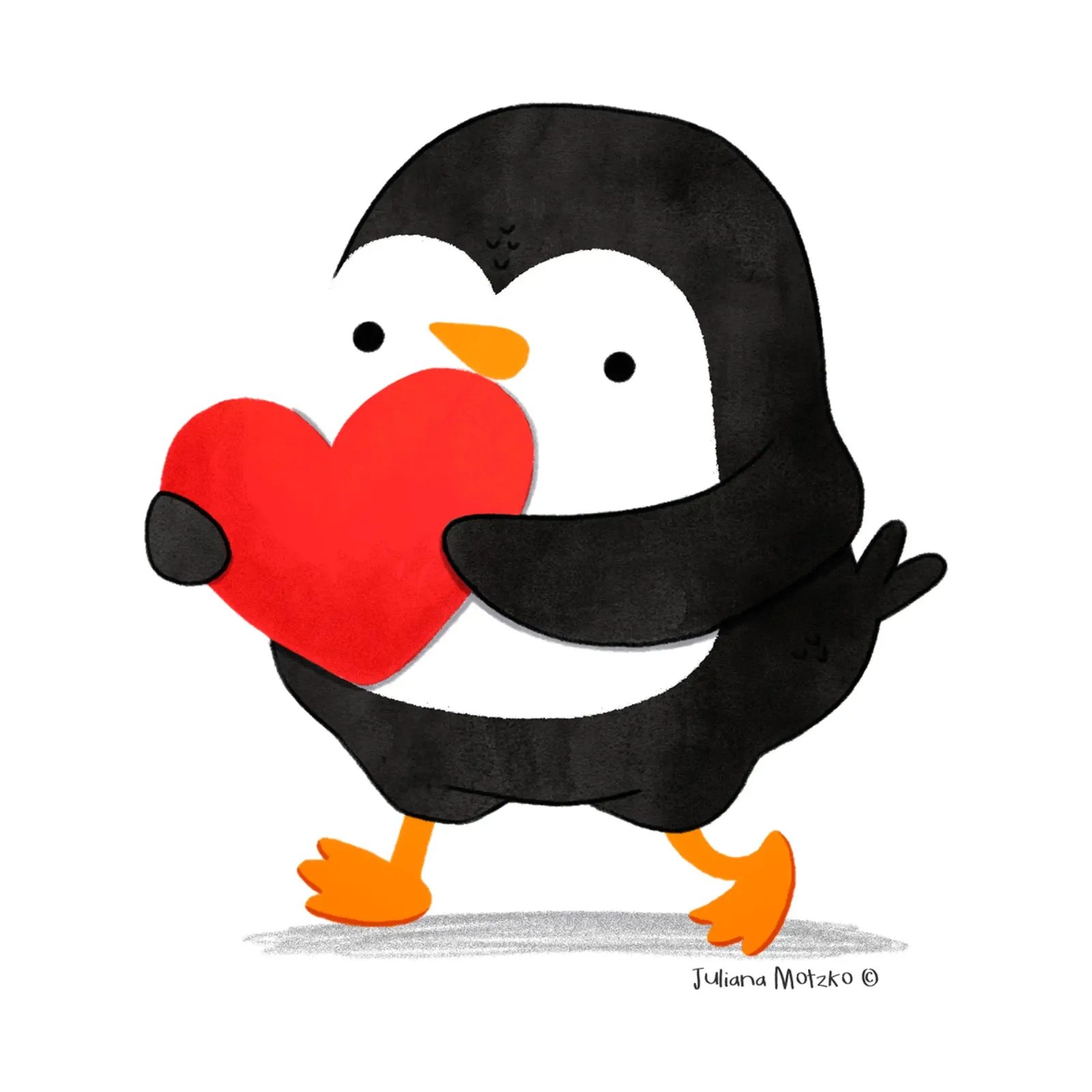 Penguin holding a big red heart pellicola backlit da julianamotzko