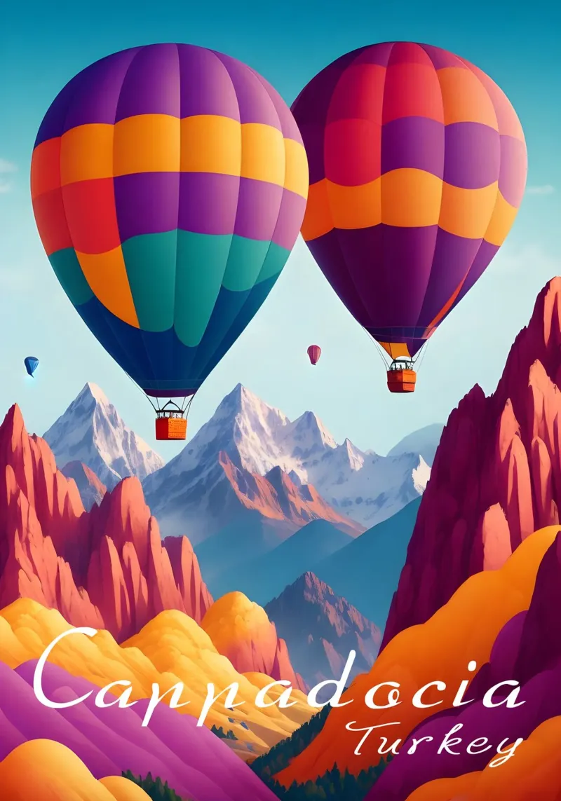 Cappadocia Turchia Mongolfiere poster da Charnwood Prints