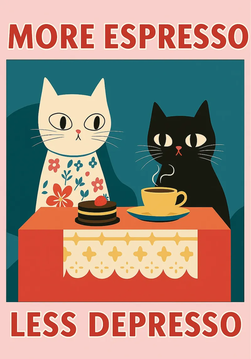 gatto più espresso meno despresso alluminio dibond da Avocadoz