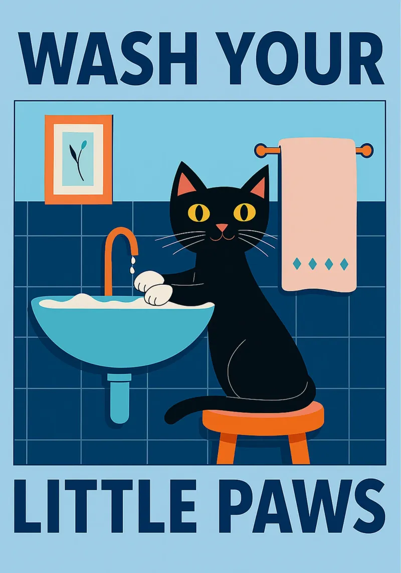 lava le tue zampette gatto carta hahnemühle da Avocadoz