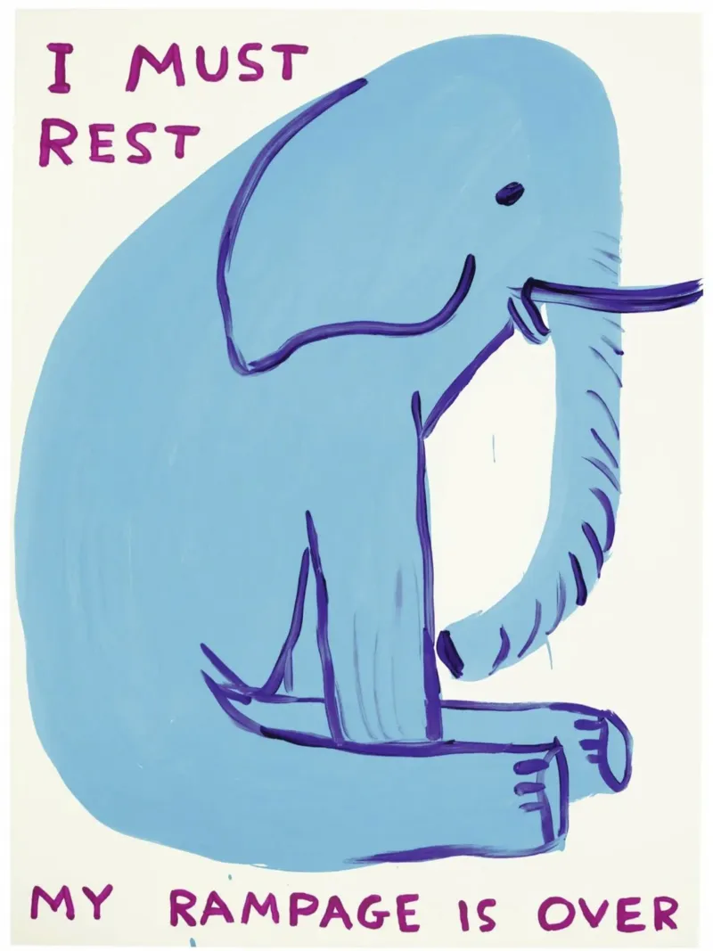 I Must Rest David Shrigley Elephant Blue tela da RANDER J