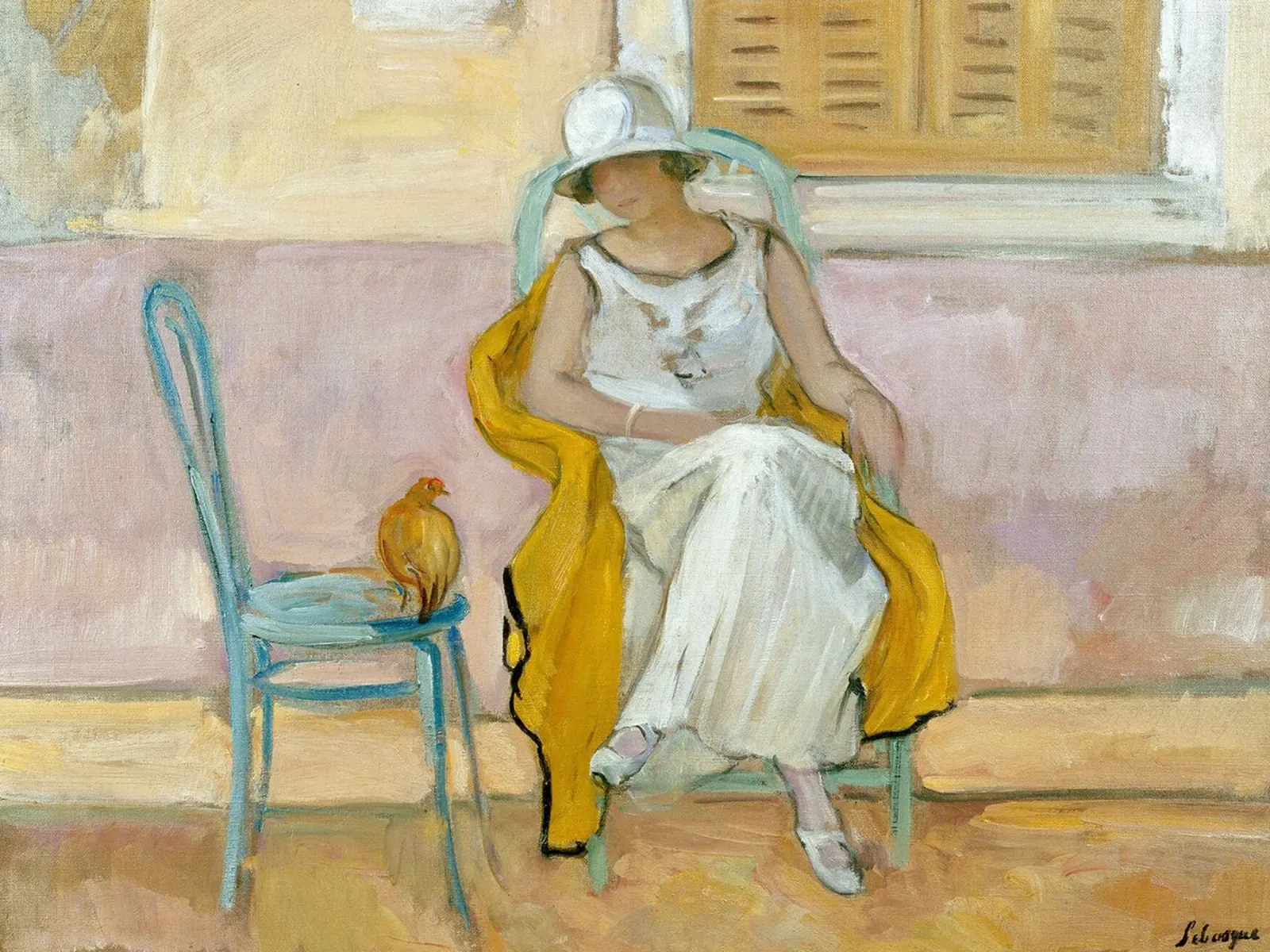 Donna in abito bianco alluminio dibond da Roy Terrell