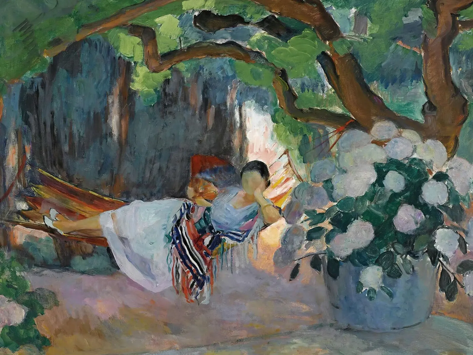 Giovane donna in amaca alluminio dibond da Roy Terrell