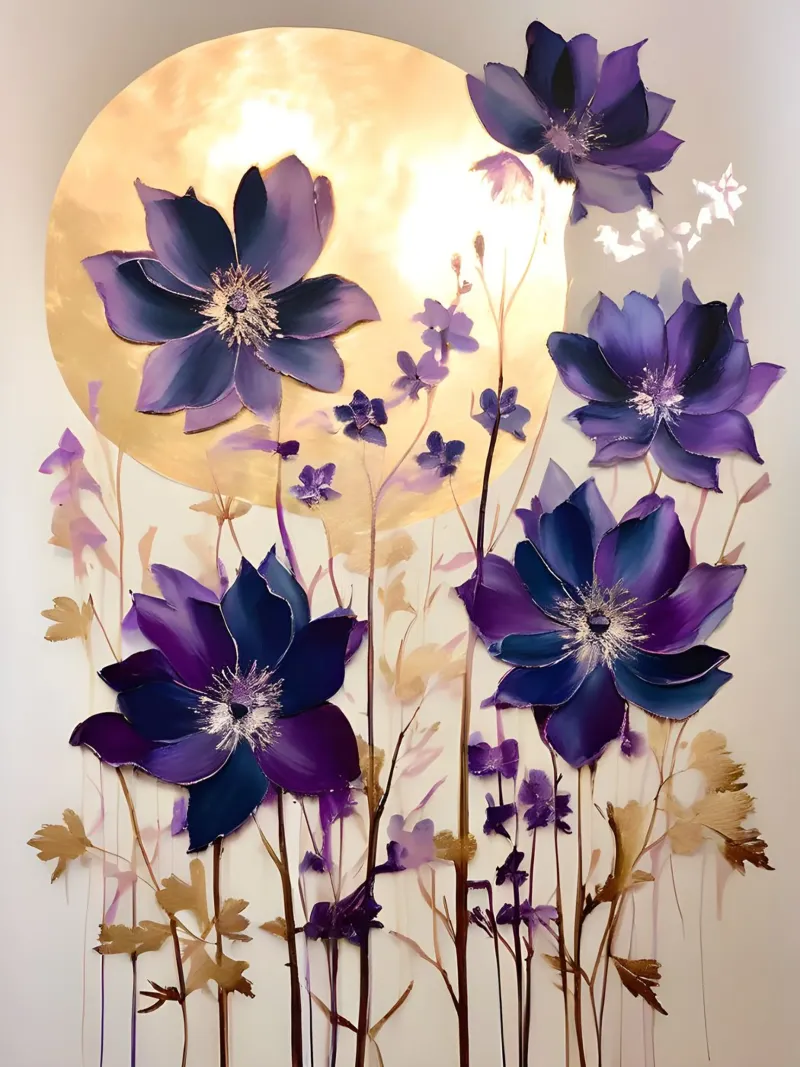 Fioritura lunare poster con telaio in legno da Artistic-shop