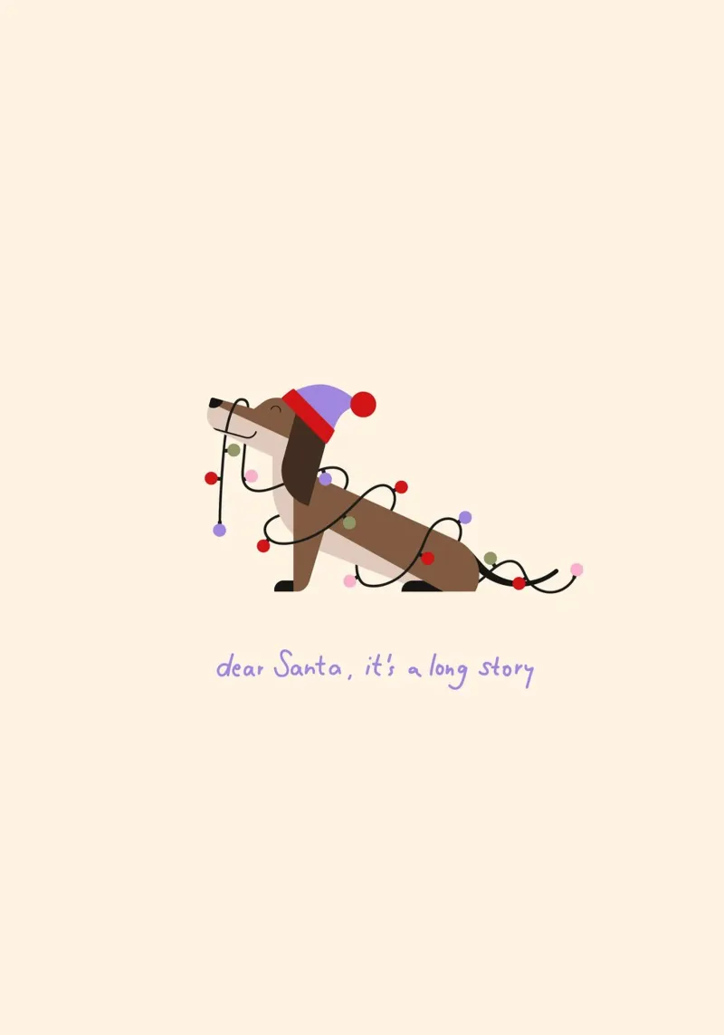 Merry Woofmas - è una lunga storia - Dackel mit Lichterkette alluminio dibond da Carolin Vonhoff