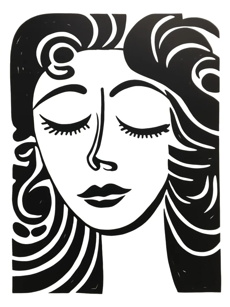 Ritratto minimalista di una donna sognante in bianco e nero carta hahnemühle da Autofocus