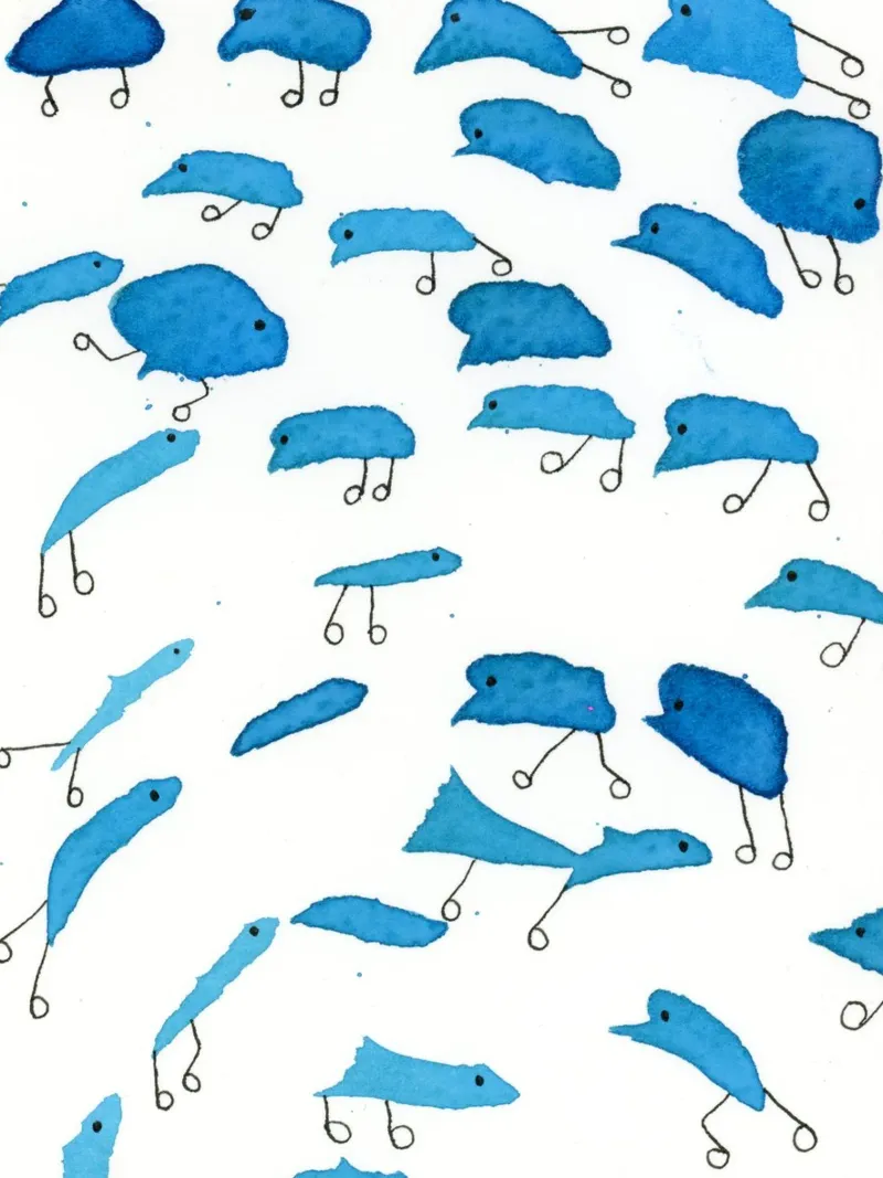 Piccoli blues su ruote poster con telaio in alluminio da gtobonart