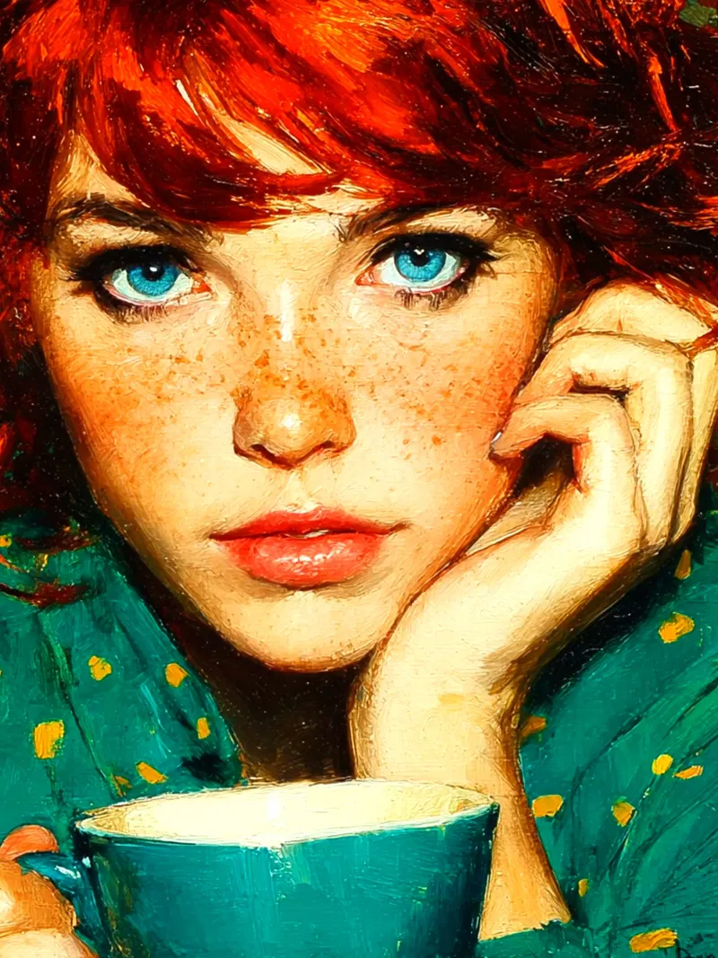Ragazza con i capelli rossi plexiglass da Puschkinowa