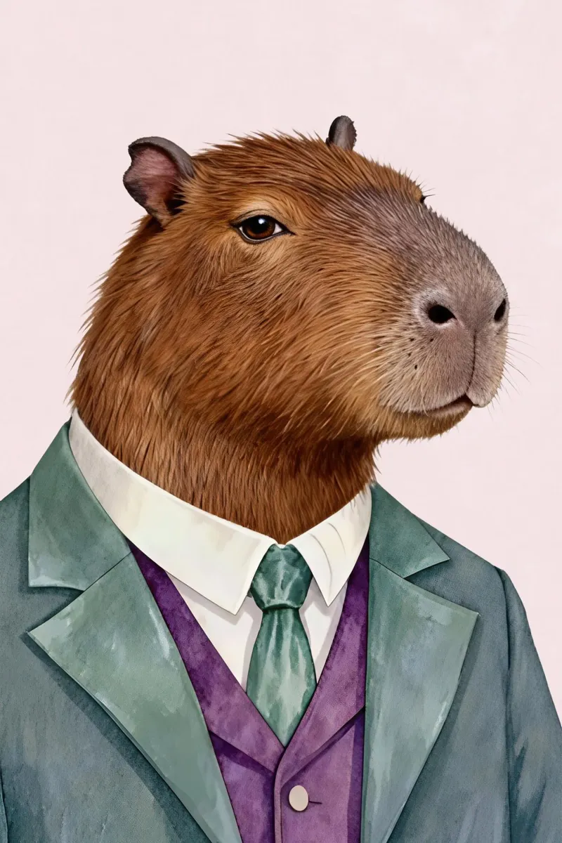 Capybara Portrait in Suit carta hahnemühle da Attaboy Dsgn
