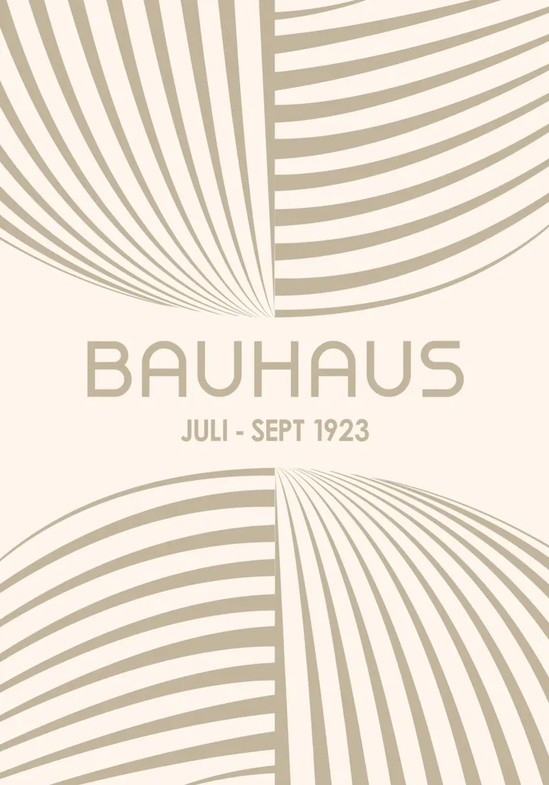 Neutral Bauhaus Abstract Art - Dynamic Curved Lines Poster canvas by Grungeo