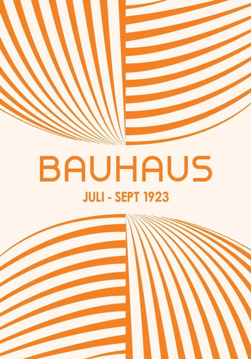 Orange Bauhaus Abstract Art - Dynamic Curved Lines Poster canvas by Grungeo