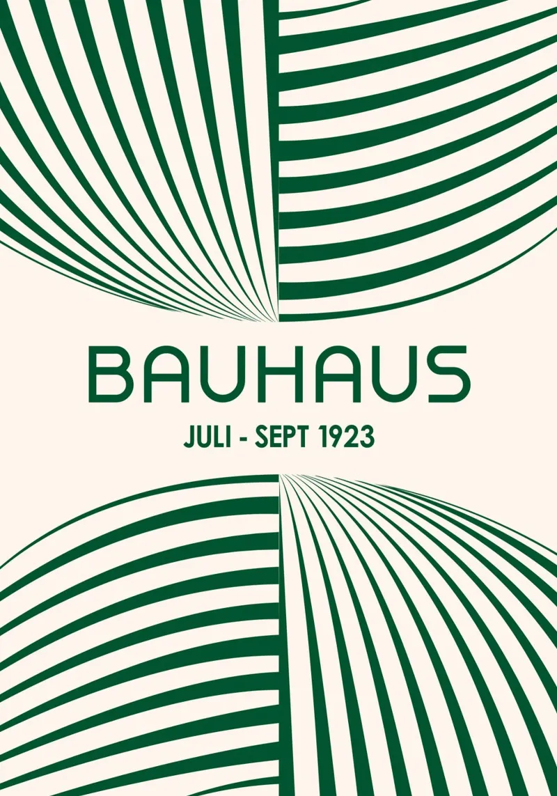Smaragdgroen Bauhaus abstracte kunst - Dynamische gebogen lijnen Po canvas van Grungeo