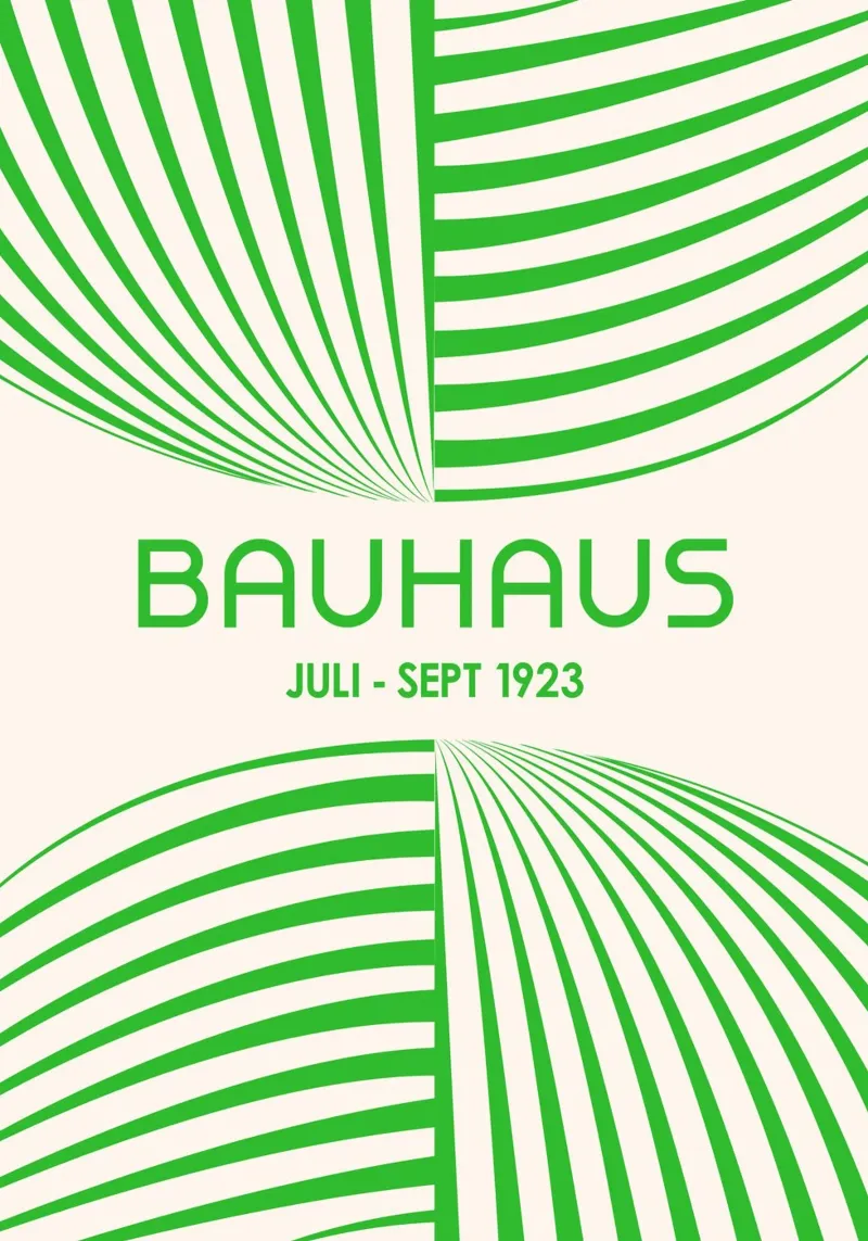 Kelly Green Bauhaus Abstract Art - Linee curve dinamiche Post plexiglass da Grungeo