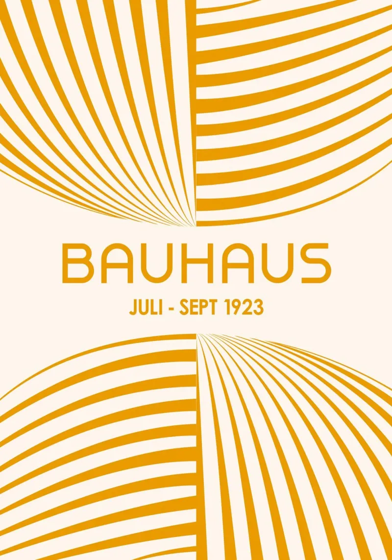 Golden Yellow Bauhaus Abstract Art - Dynamic Curved Lines Po canvas by Grungeo