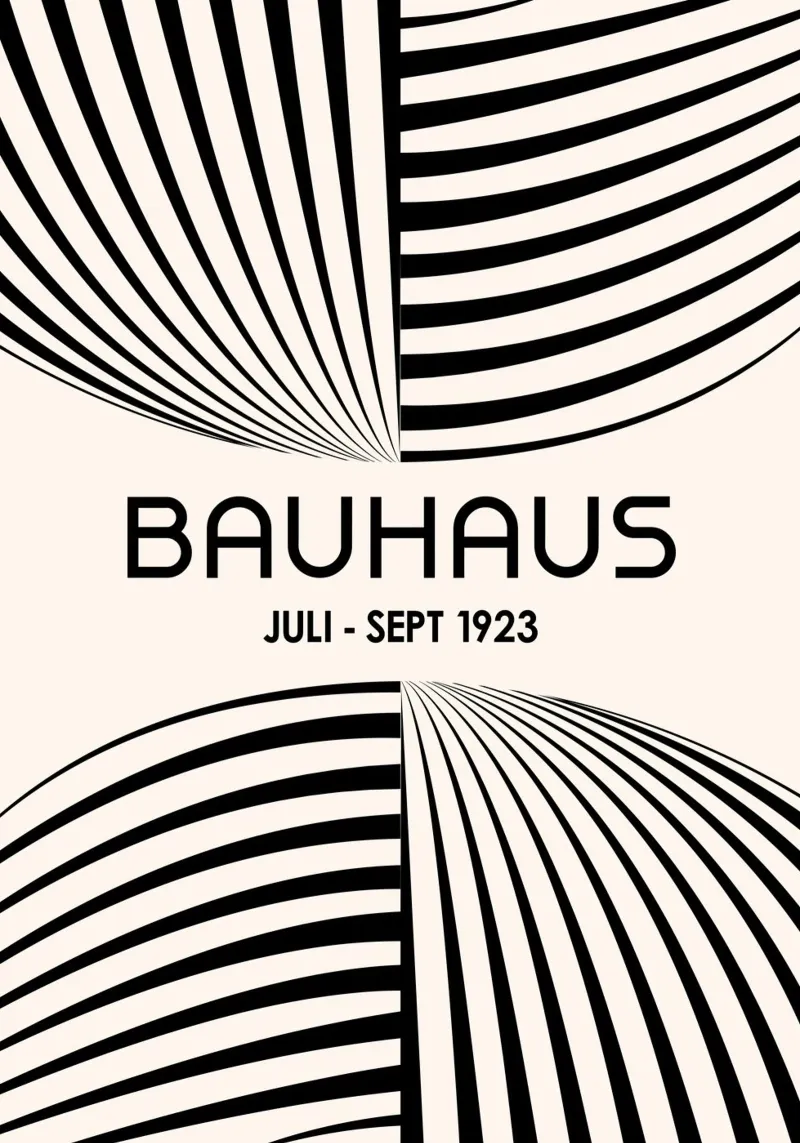 Arte astratta Bauhaus in bianco e nero - Linee curve dinamiche Po carta hahnemühle da Grungeo
