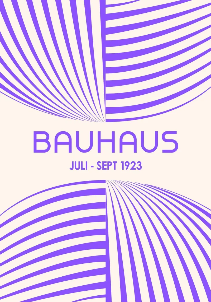 Arte astratta Bauhaus viola lilla - Linee curve dinamiche Pos carta hahnemühle da Grungeo