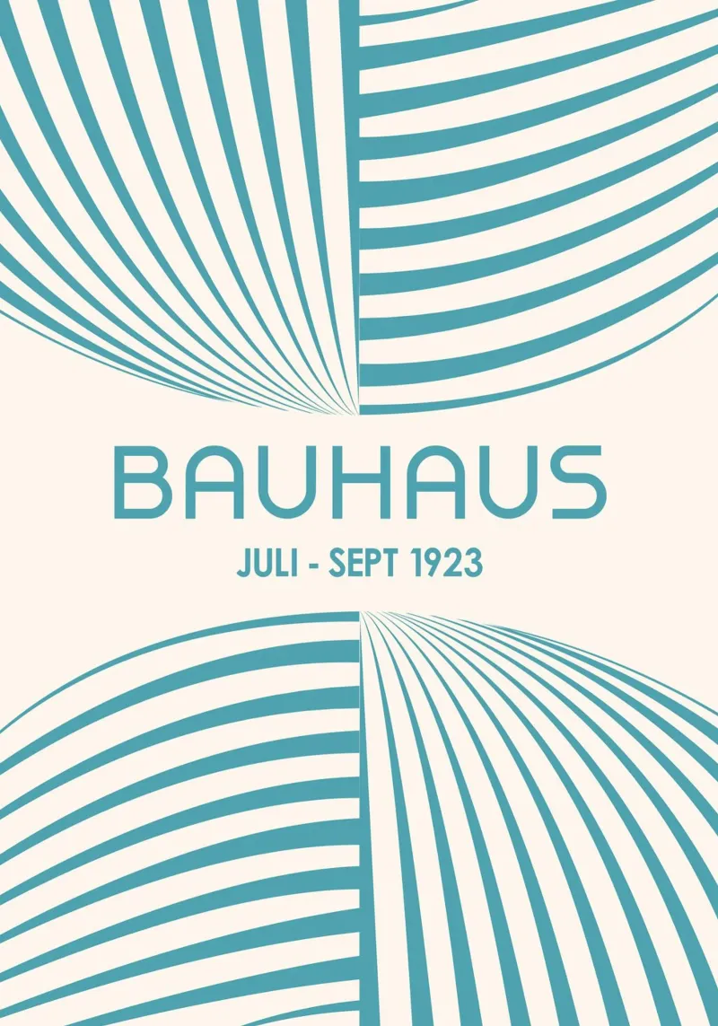 Aqua Teal Bauhaus Abstract Art - Poster con linee curve dinamiche carta hahnemühle da Grungeo