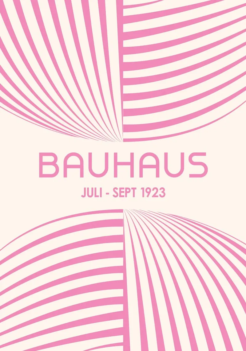 Pastel Pink Bauhaus Abstract Art - Dynamic Curved Lines Post canvas by Grungeo