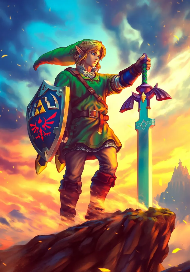 Link from The Legend of Zelda poster con telaio in alluminio da Stellar Creative